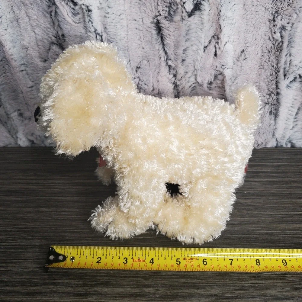 Snuggie Toy Light Brown Tan Puppy Dog Plush Stuffed Animal Red Sheer Bow